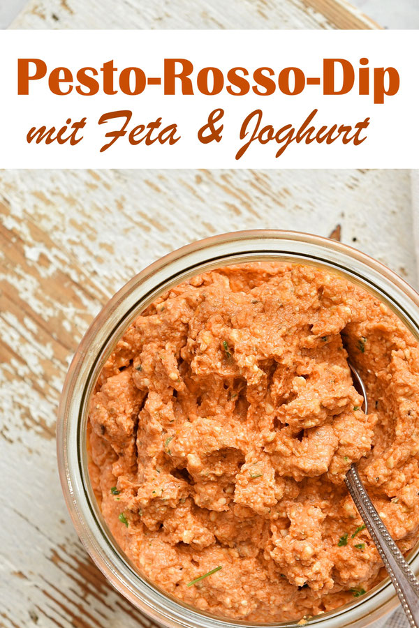 Pesto-Rosso-Dip mit Pesto, Feta und Joghurt, Thermomix Rezept, vegetarisch, Aufstrich