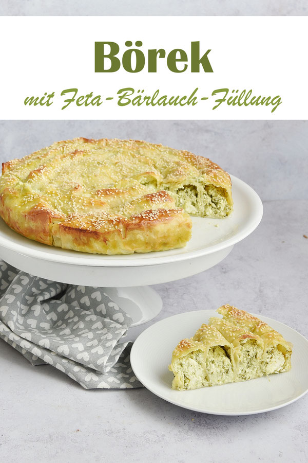 Börek mit Feta-Bärlauch-Füllung, in einer Springform gebacken, super für Buffet oder zum Mitbringen zu einem Treffen, einfach zu machen, lecker, Thermomix