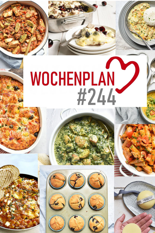 Was soll es die Woche bloß zu essen geben? Leckeres Gemüse, Pasta, Pizza oder lieber ein Curry oder Reisgericht? Hier kommt Wochenplan 244 für den Thermomix