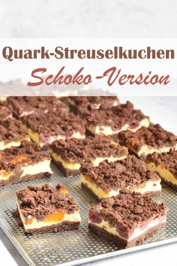 Quark Streuselkuchen Schokoversion mit Mandarinen oder Kirschen, zu Weihnachten mit Lebkuchengewürz oder Zimt im Teig