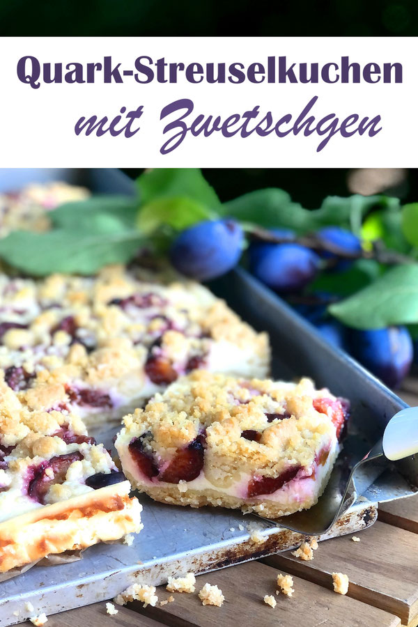 Zwetschgen Quark Streuselkuchen, perfekter Sonntagskuchen, vegan möglich, z.B. aus dem Thermomix, oder auch auf dem Kuchenbuffet zu Ostern, zum Geburtstag, Sommerfest, Schulfest, etc.