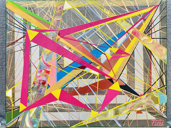 Abstraktes Acrylgemälde ‚Monostasie‘ von FLoYd – geometrische Komposition zwischen Ordnung und innerer Spannung, 50 x 40 cm.