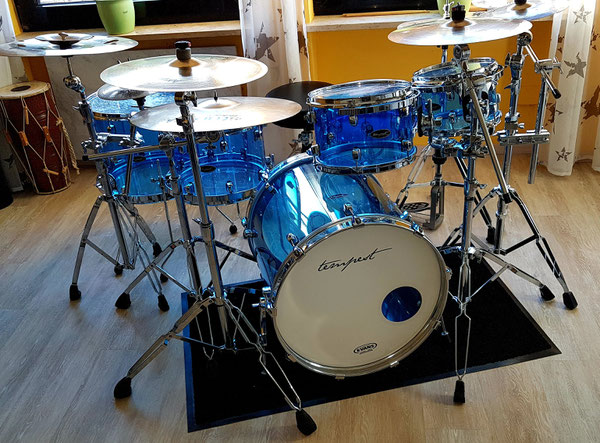 Tempest Custom Drumset in 20" 10" 12" 14" 16" Blue Acrylic