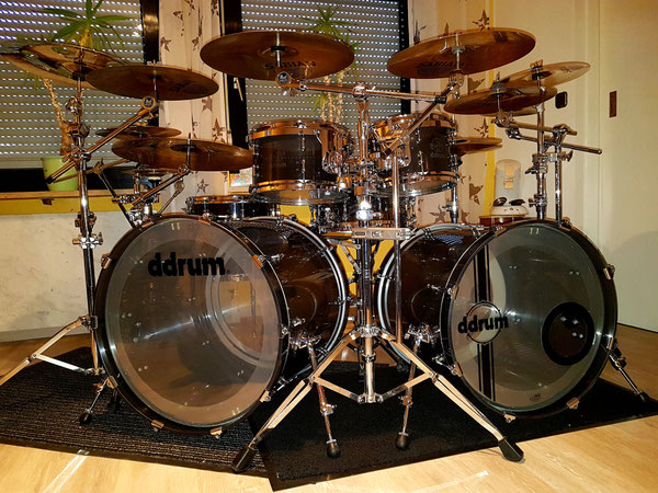 ddrum/Kirchhoff Diaton in Smokey Clear Acrylic 22" 20" 10" 12" 14" 16"