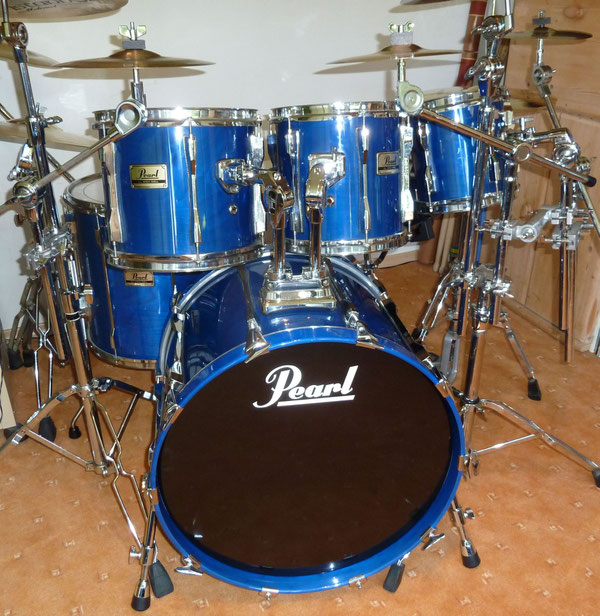 Pearl BLX 90er Jahre 22"10"12"16" in Sheer Blue