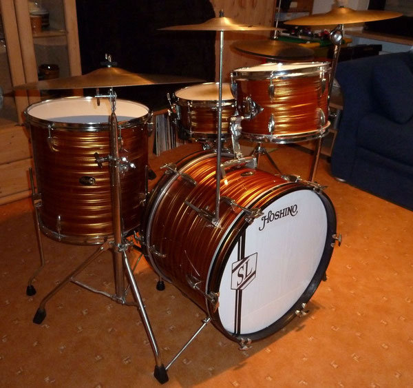 Hoshino in Gold Ripple 20" 12" 16" & 14" Snare