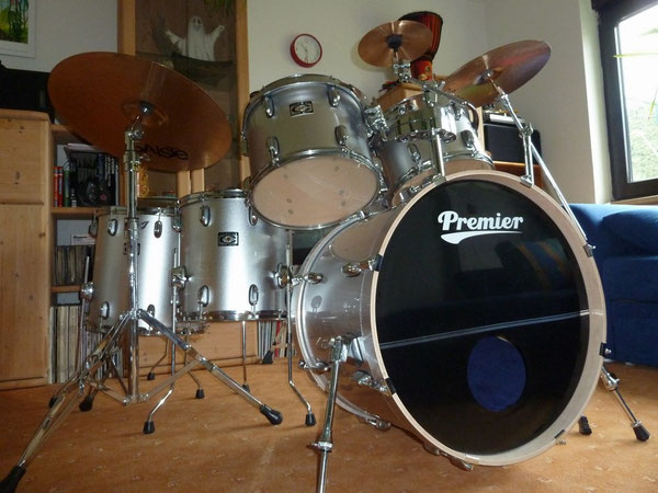 Premier Cabria 22"12"13"14"16" & 14" Snare in Silver Sparkle