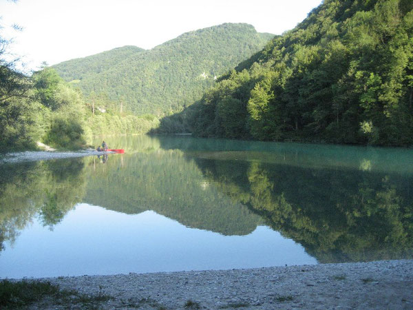 Der Zusammenfluss der wunderschönen Soca mit der Tolminka. Hier haben die Wolfsburger 1975 und 1977 gezeltet.