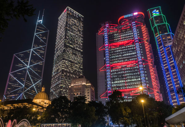 香港 上海銀行 夜景