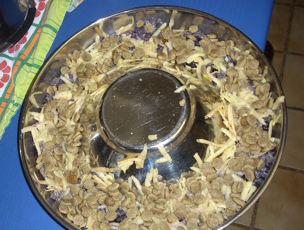 Trockenfutter mit frisch geriebenem Apfel