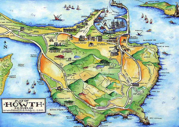Mapa de la peninsula de Howth