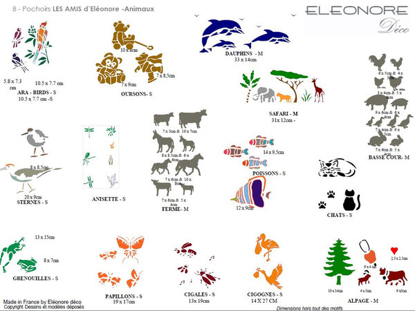 Les pochoirs animaux, terre et mer