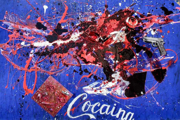 Massimiliano Coscia and G.M.Zago "Cocaine"cm 70x100-Exhibitions "zago and your friends" London 2011/2012