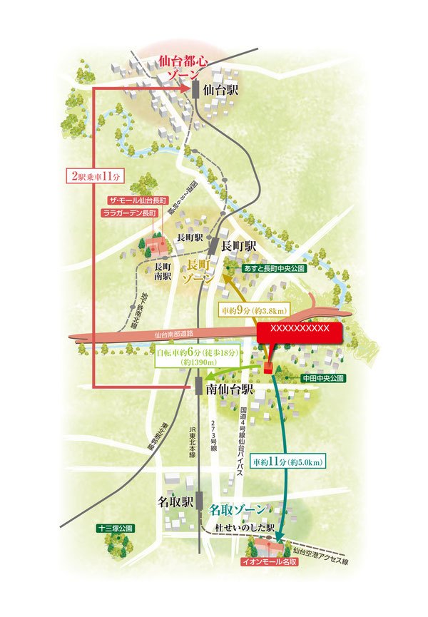 仙台地図,南仙台地図,名取地図