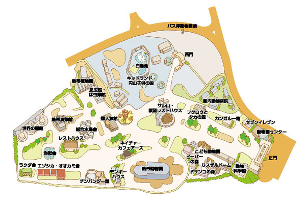 円山動物園イラストマップ