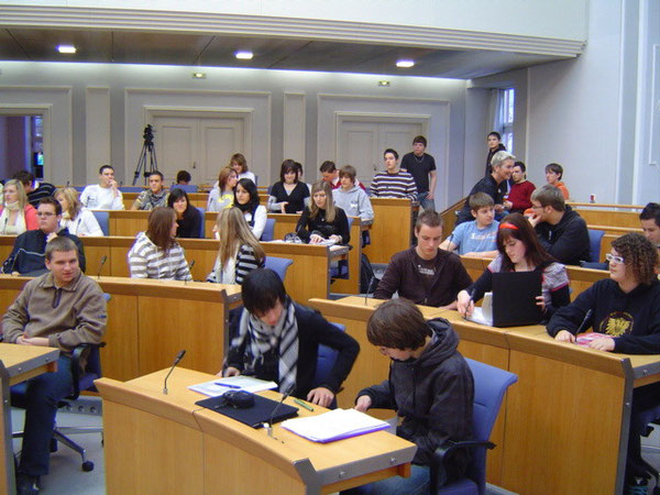 Die Klasse 10d im Plenarsaal
