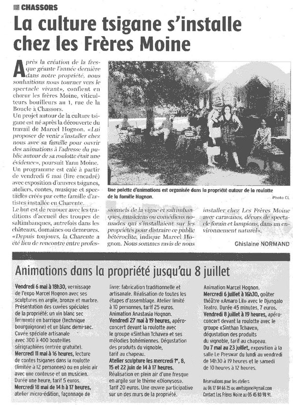 Article Charente Libre du 13-04-2016