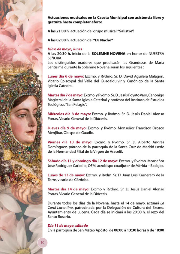 Programa de las Fiestas Aracelitanas en Lucena