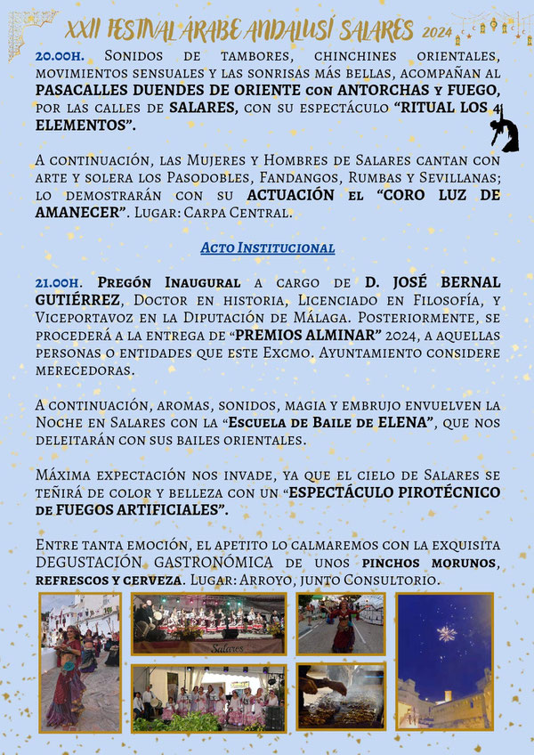 Programa del Festival Arabe Andalusi en Salares