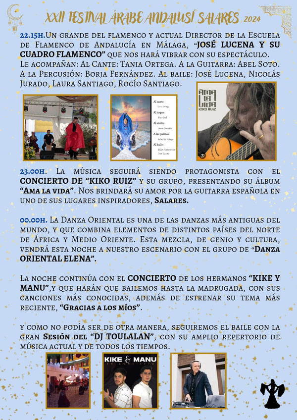 Programa del Festival Arabe Andalusi en Salares