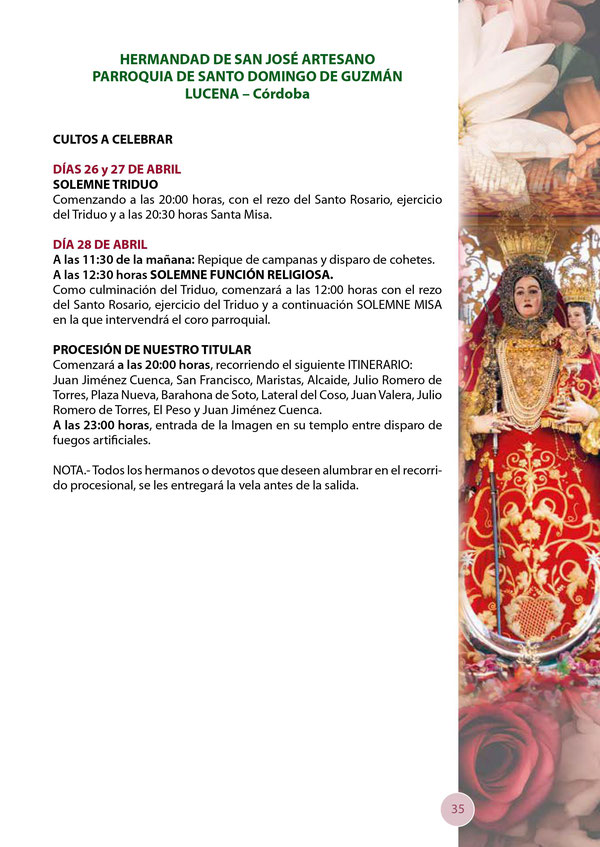 Programa de las Fiestas Aracelitanas en Lucena