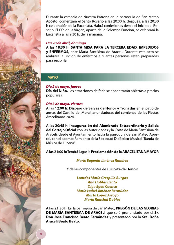 Programa de las Fiestas Aracelitanas en Lucena