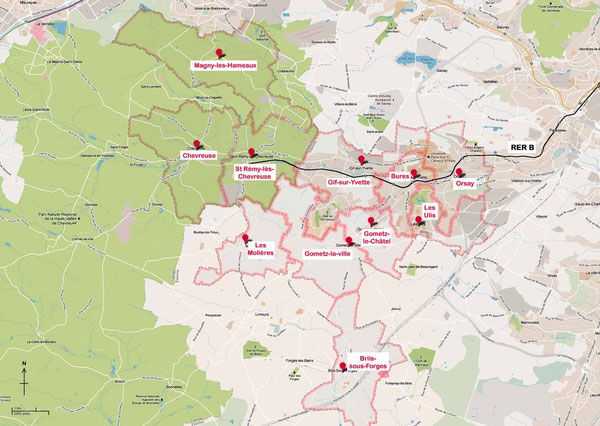 Les adhérents du Comité COURB se répartissent sur 11 communes de la Vallée de Chevreuse et ses environs