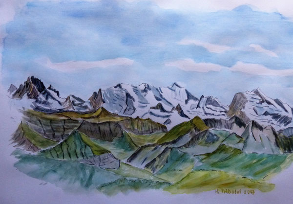 Foto: hanstribolet.jimdo.com, Aquarell Berge, Bergmalerei, peintures de montagne