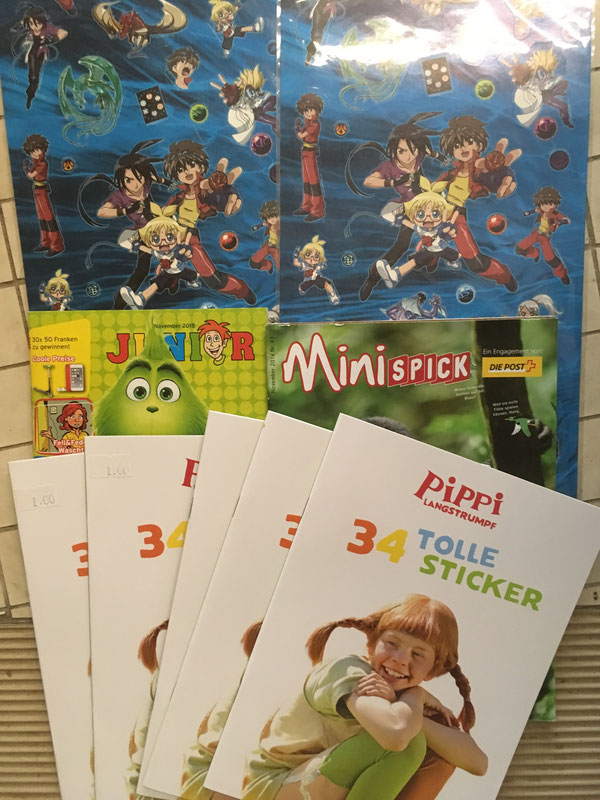 Sticker und Bücher für Kinder