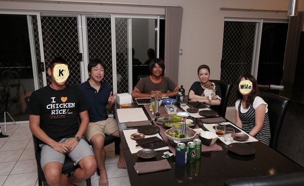 Me、フサくん、ジャックさん、カオリさん&愛犬アポロ、Wife。