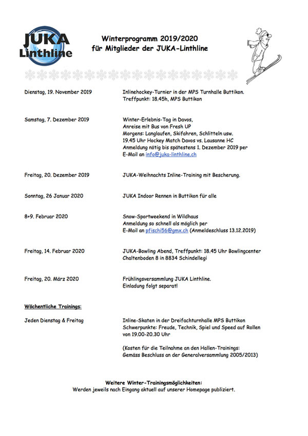 JUKA- Linthline Winterprogramm