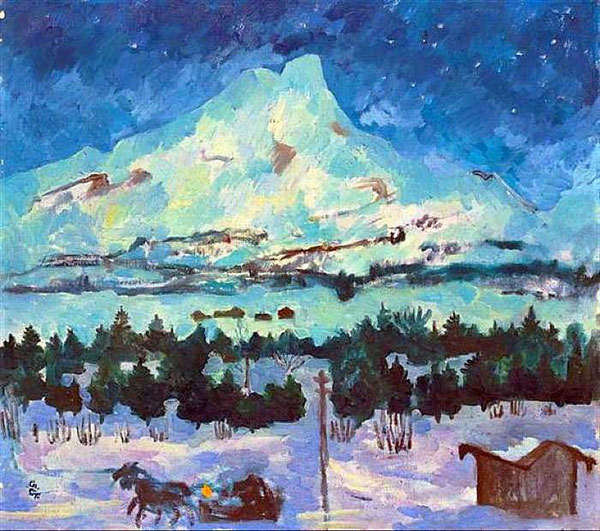 Ночной зимний пейзаж с Piz da la Margna