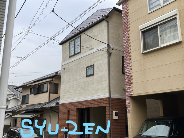 元々の外壁の肌質を残した艶消しの仕上がりは新築のようです。