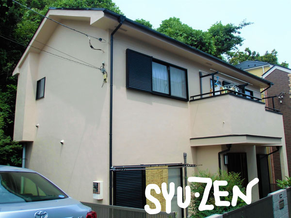 横浜市中区北方町。 落ち着いた仕上がりの○○様邸です。親戚皆さん横浜シューゼンで塗装工事をしています。