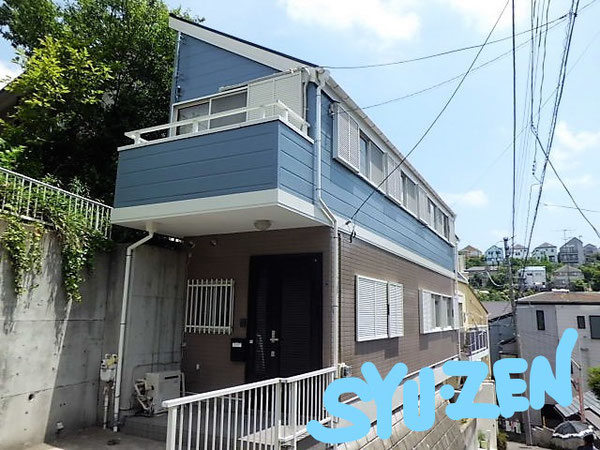 横浜市中区竹之丸。 外壁塗装と屋根塗装。 目地交換。大和町商店街の近くです。