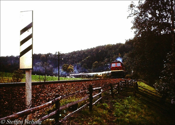 D 460 "KAROLA" Karlovy Vary - Reichenbach - Leipzig als Umleiter am Oberhammer in Berga/Elster (1984)