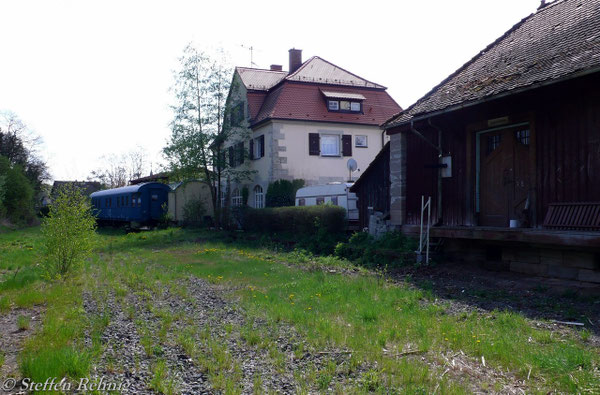 Bahnhof Ebrach mit rückgebauten Gleisen (3. Mai 2008)
