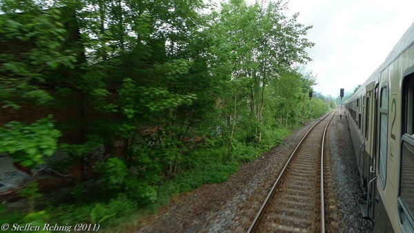 Die Entgleisungsstelle vom Zug aus gesehen (Mai 2011)