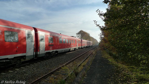 Raitzhain, ehemalige Bahnsteige der Strecke Gera-Gößnitz, Blickrichtung Gößnitz (November 2010)