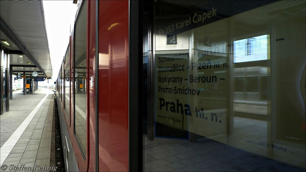 Zuglaufschild des Ex/ALX  353 "Karel Čapek" (14. April 2012)