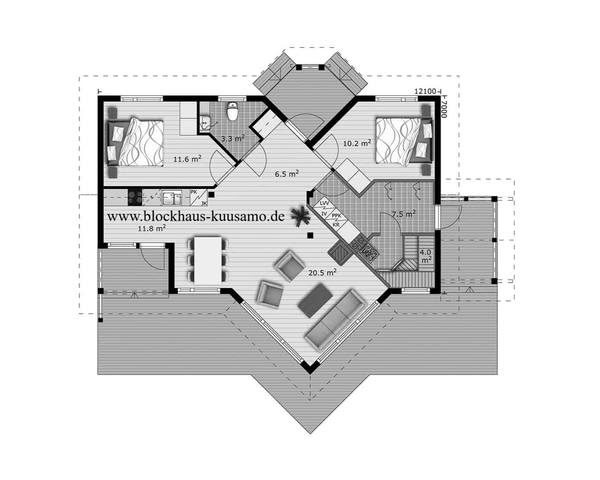 Singlehaus - Barrierefreies Blockhaus - Kleines Holzhaus Bungalow -Kleines Holzhaus zum Wohnen