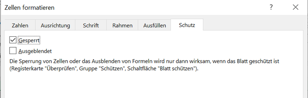 Excel bestimmte Zellen sperren