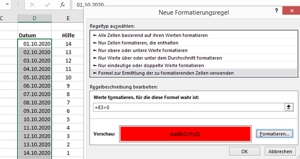 Excel rot wenn Datum überschritten