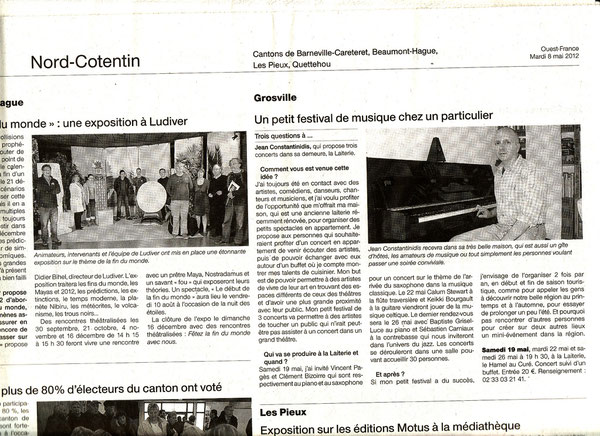 Article dans Ouest-France du 8 mai 2012.