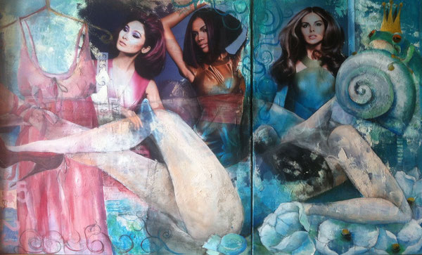 Girls Dreamworld, Collage auf Leinwand, 2teilig, 150/90, Euro 800,-