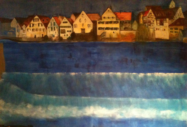 Riedlingen Blue Danube, Acrylic on canvas 150x200 cm