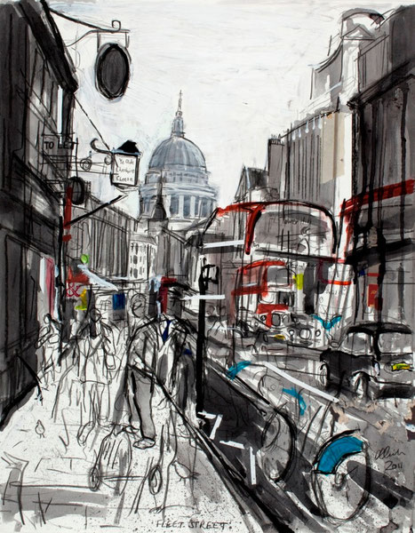 Fleet Street, charcoal and ink on paper, 40 x 50cm (PRINTS AVAILABLE)