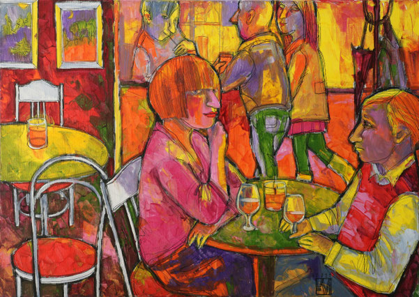 Im Café, 100 x 70 cm