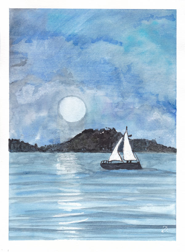 seascape by night, 21x28cm, 100€