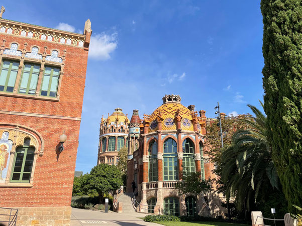 Zwei von den sechsundzwanzig Gebäuden des ehemaligen Krankenhauses Creu i Sant Pau 
